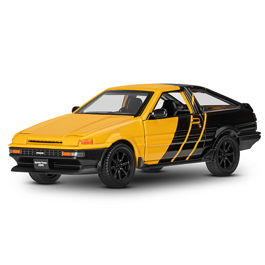 Машинка металлическая 1:37 Toyota Sprinter Trueno (AE86), желтый, тюнинг, откр. двери, свободный ход колес, в/к 23,5*10*4 см в Джамбо Тойз #4