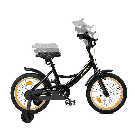 Велосипед двухколёсный CITYRIDE, модель CR-B2-04F7, рама сталь, колеса алюминий 16", цвет чёрный-оранжевый в Джамбо Тойз #7
