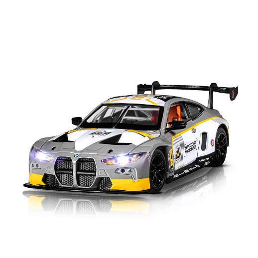 ТМ "Автопанорама" Машинка металлическая, 1:24 BMW M4 GT3, серый, откр. двери и капот, свет, звук, свободный ход колес, в/к 24,5х12,5х10,5 см в Джамбо Тойз #7