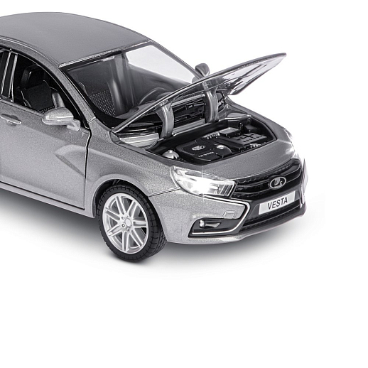 Машинка металлическая Автопанорама, инерционная, коллекционная модель LADA VESTA седан, масштаб 1:24, свет, звук, открываются 4 двери, капот, багажник, серый перламутр, в/к 24,5*12,5*10,5 смсм в Джамбо Тойз #18