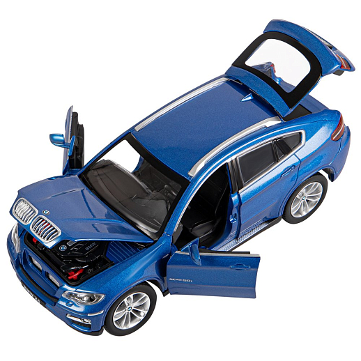 ТМ "Автопанорама" Машинка металлическая 1:26 BMW X6, синий, откр. двери, капот и багажник, свет, звук, свободный ход колес, в/к 24,5*12,5*10,5 см в Джамбо Тойз #13