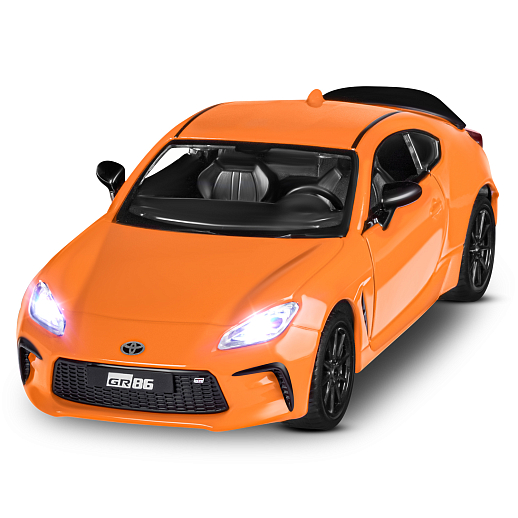 Игрушка для детей: Машинка металлическая 1:28 Toyota, цвет оранжевый, свет, звук, инерция, артикул JB1251782 в Джамбо Тойз #4