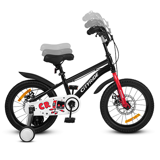 Велосипед двухколёсный CITYRIDE, модель CR-B2-07B, колеса 16", рама сталь, дисковые мех. тормоза, обода сталь, балансирные колёса, цвет черный в Джамбо Тойз #11