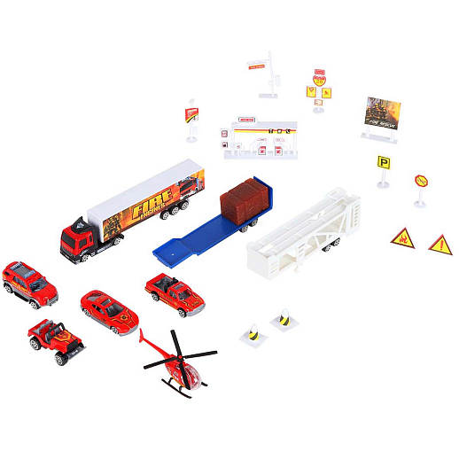 Игровой набор "Пожарный", в компл. транспорт, дорожные сооружения и знаки, в/к 43*4,5*28 см в Джамбо Тойз #3