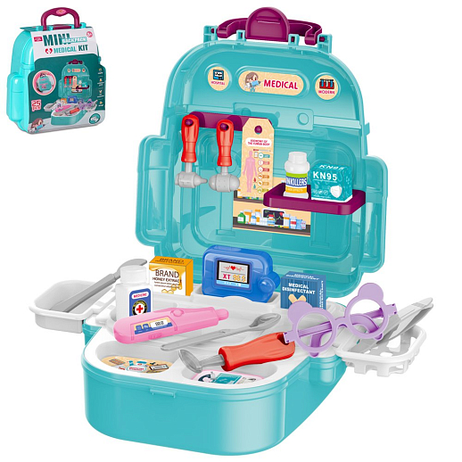 Набор "Доктор" в рюкзаке, свет, звук, бирюзовый, в/к 19х9х20 см в Джамбо Тойз