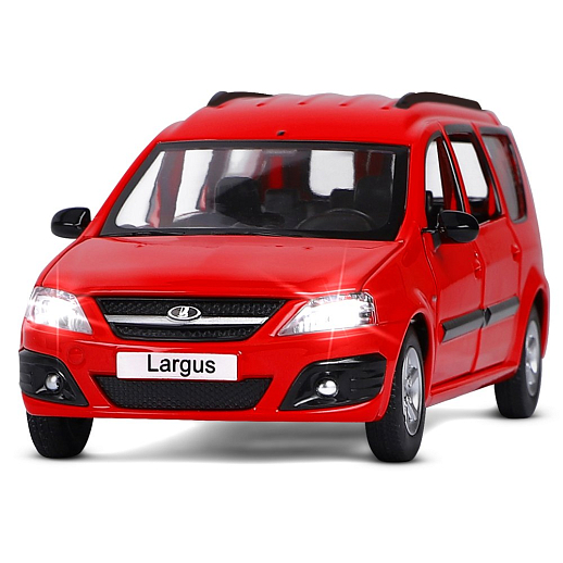 Машинка металлическая Автопанорама, инерционная, коллекционная модель LADA LARGUS, масштаб 1:24, свет, звук, открываются 4 двери, капот, багажник, красный, в/к 24,5*12,5*10,5 см в Джамбо Тойз #4