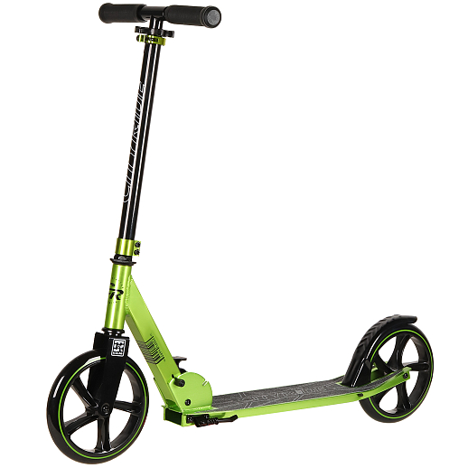 Двухколесный самокат CITYRIDE 200, ал. 50/50%, t-bar сталь, грипсы 135мм TPR, колеса PU 200/200, 86A, подножка, abec 9, цвет Зеленый в Джамбо Тойз #3