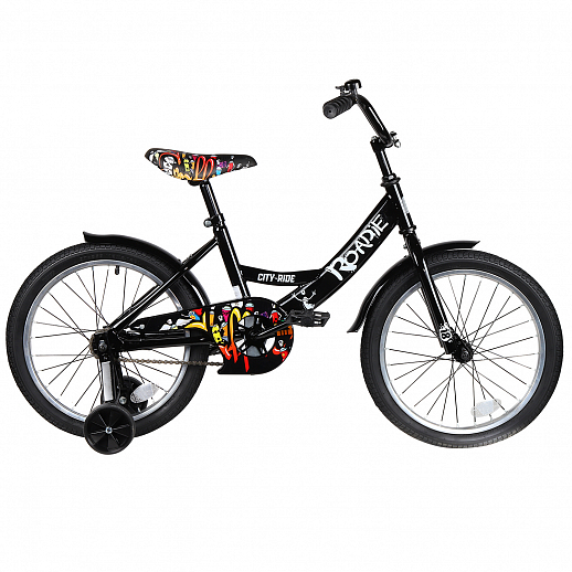 Детский велосипед City-Ride  Roadie , рама сталь , диск 18 сталь , крылья сталь, страх.колеса,  цвет Черный в Джамбо Тойз