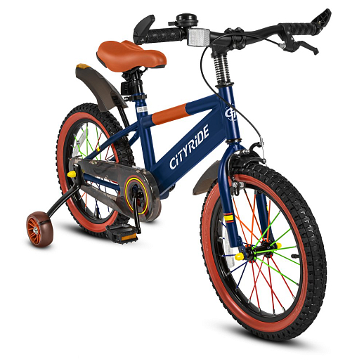 Велосипед двухколёсный CITYRIDE, модель CR-B2-07F52, колеса 16", рама сталь, колеса сталь, балансирные колеса со светом, маячок в заднем крыле, цвет синий в Джамбо Тойз