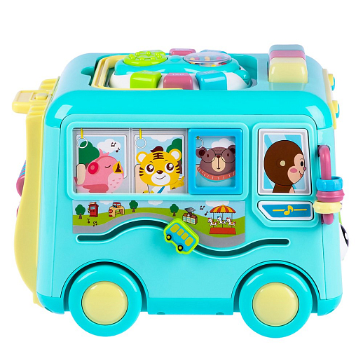 ТМ "Smart Baby" Развивающая игрушка "Автобус" цвет бирюзовый, Шаинский, 57 звуков, стихов, мелодий, песен. Сказки и загадки. Свет, звук, регулирующаяся громкость, в/к 31х22,5х23,5 см в Джамбо Тойз #11