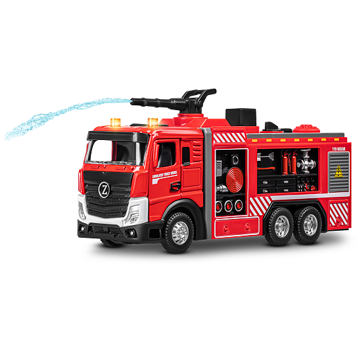 Пожарная металлическая машинка , красный, откр. двери, инерция, спрей, 22*6,5*11 см, в/к в Джамбо Тойз #13