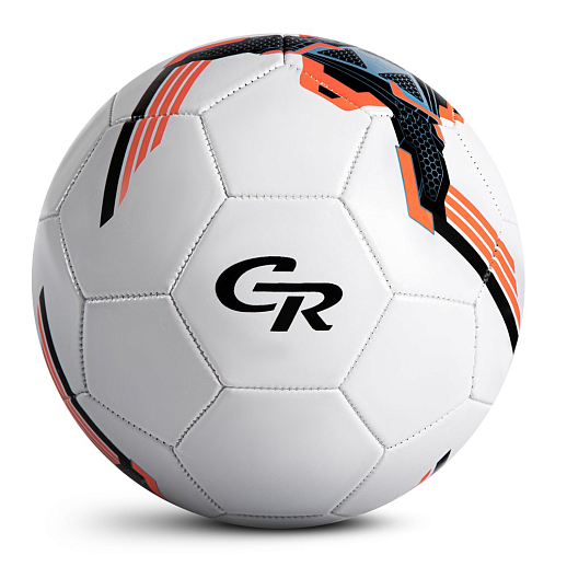 Футбольный мяч CR, машинная сшивка, PVC, размер 5, резиновая камера, белый-оранжевый-синий, в/п в Джамбо Тойз
