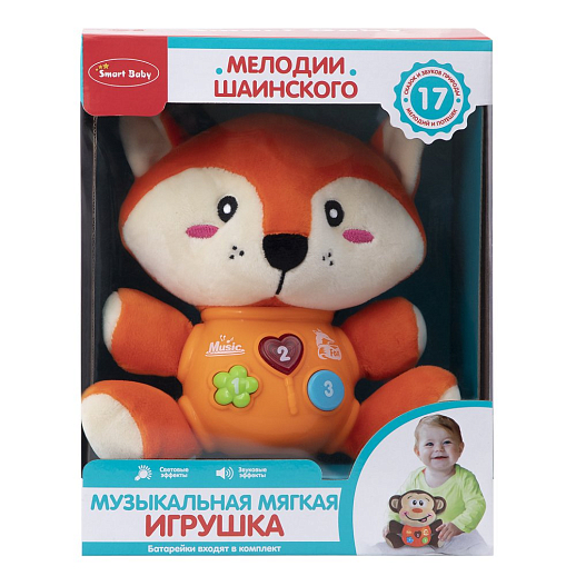 ТМ "Smart Baby" Развивающая мягкая игрушка "Лиса" 17 звуков природы , сказок, мелодий, потешек. Свет, звук, в/к 18,5x23,8x11,2 см в Джамбо Тойз #3