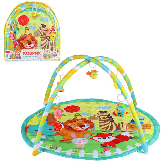 ТМ "Smart Baby"  Детский развивающий коврик с игрушками-погремушками, размер коврика 95х83 см, в/п  63х69х4 см в Джамбо Тойз