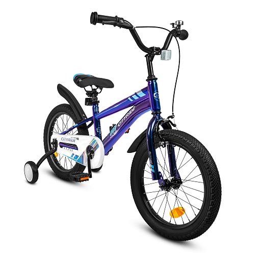 Велосипед CITYRIDE 16", модель CR-B2-07F41, рама сталь, обода алюминий, ножной тормоз, балансирные колёса, цвет синий хамелеон в Джамбо Тойз