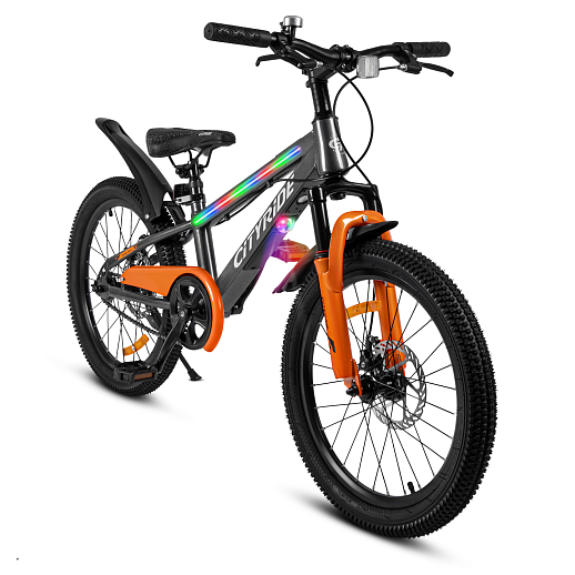 Двухколесный велосипед CITYRIDE, модель CR-B2-10, колеса 20 дюймов, рама сталь, дисковые механические тормоза, свет в раме, подножка, BT, цвет серый металлик в Джамбо Тойз #16
