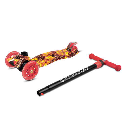 Самокат трехколесный CITY-RIDE (пакет). Руль телеск. сталь. с резин.рукояткой. Дека: PP+нейлон гидрографика, размеры 55*14 см. Колеса: 120/76(х2) PU со светом. Подшипник: Аbec-5 Максимальная нагрузка: 35кг. Возраст: от 3 лет. в Джамбо Тойз #15