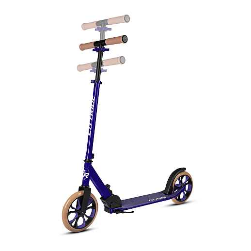 Двухколесный самокат CITYRIDE 200, ал. 50/50%, t-bar сталь, грипсы 135мм TPR, колеса PU 200/200, 86A, подножка, abec 9, сиреневый в Джамбо Тойз #11