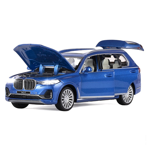 ТМ "Автопанорама" Машинка металлическая 1:32 BMW X7, синий, свет, звук, откр. четыре двери, капот и багажник, инерция, в/к 17,5*13,5*9 см в Джамбо Тойз #6