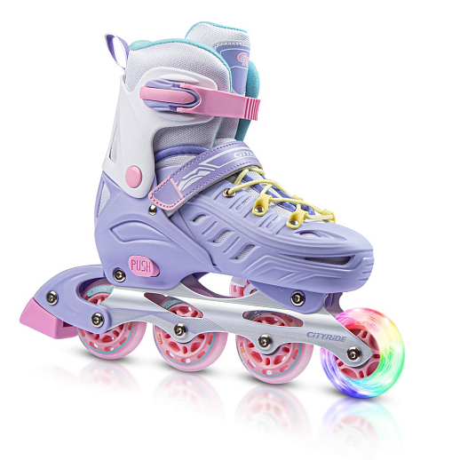 Ролики раздвижные CiTYRIDE, колеса PU, подшипники ABEC 7, алюминиевая рама, ботинок пластик, цвет фиолетовый-белый в Джамбо Тойз #6