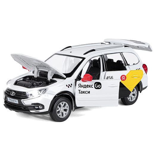 Машинка металлическая Яндекс Go, инерционная, коллекционная модель 1:24 LADA GRANTA CROSS, цвет белый, открываются 4 двери, капот, багажник, свет, звук, в/к 24,5*12,5*10,5 см в Джамбо Тойз #5