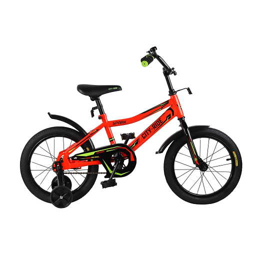 Детский велосипед City-Ride Spark , рама сталь , диск 16 сталь , крылья пластик, страх.колеса, цвет Красный в Джамбо Тойз