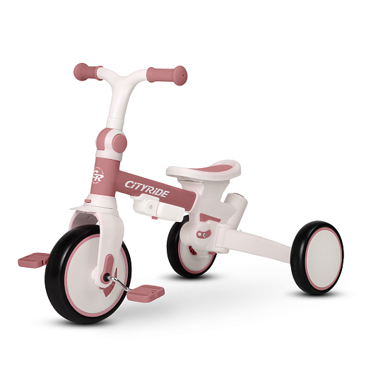 Детский трехколесный велосипед "CITYRIDE". Рама алюминий, может трансформироваться, подножки, колеса 8/7 EVA, капюшон, род. ручка, коричневый в Джамбо Тойз #5