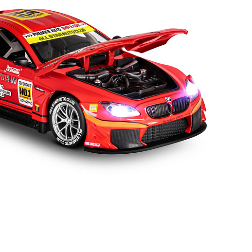 ТМ "Автопанорама" Машинка металлическая, 1:24 BMW M6 GT3, красный, откр. двери и капот, свет, звук, свободный ход колес, в/к 24,5х12,5х10,5 см в Джамбо Тойз #22
