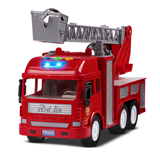 Фрикционная машина "Пожарная" на бат.,со светом и звуком, стреляет водой, красный, в/к 35,5х12,5х19,5 см в Джамбо Тойз #21