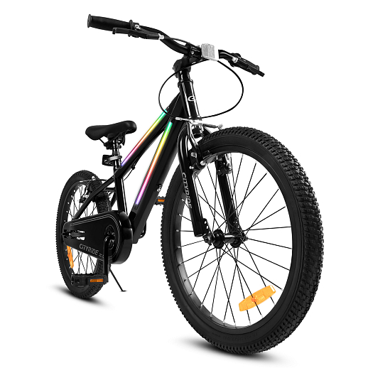 Велосипед двухколесный CITYRIDE, модель CR-B2-10FU, рама сталь, колеса алюминий 20", v-brake тормоза, встроенная в раму подсветка, подножка, цвет чёрный в Джамбо Тойз #3