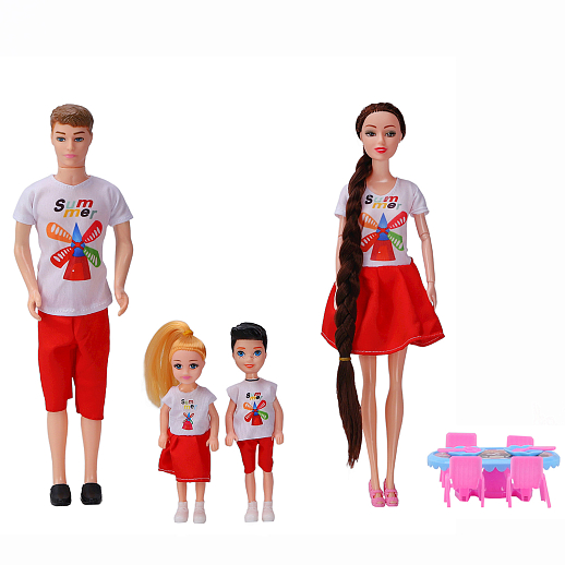 Набор кукол Семья с двумя детьми, аксессуары в комплекте, в/к 30х5х33 см в Джамбо Тойз #3