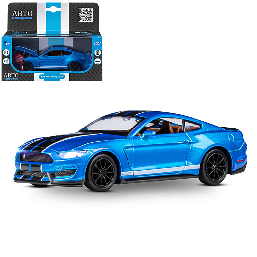 ТМ "Автопанорама" Машинка металлическая 1:32 Ford Shelby GT350, синий, свет, звук, откр. двери, капот и багажник, инерция, в/к 17,5*13,5*9 см в Джамбо Тойз
