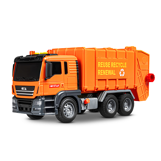 AUTODRIVE_Фрикционный Мусоровоз,помповый механизм, 3 контейнера в компл., звук,свет,на бат.,в гофрокор. 33*12,5*18,5см в Джамбо Тойз #6