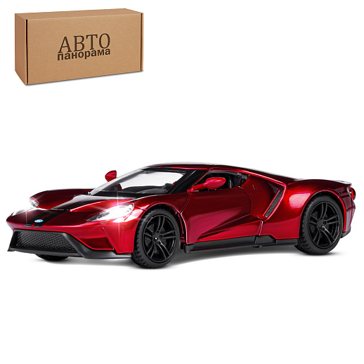 ТМ "Автопанорама" Машинка металлическая 1:32 Ford GT, красный, откр. двери, свет, звук, инерция, в/к 19*9*7 см в Джамбо Тойз