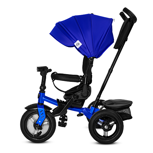 Детский 3хкол. велосипед "CITYRIDE". Пятиугольная рама, сиденье 360, складная крыша D600, подножки, резиновые колеса 12/10, багажник, сумочка, фара, синий в Джамбо Тойз #7