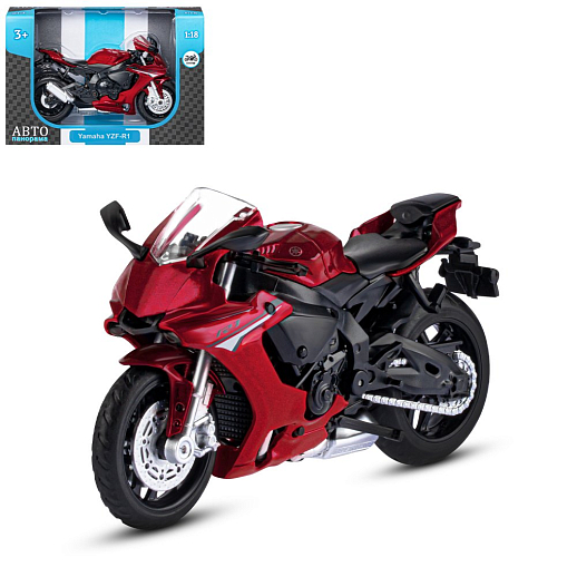 ТМ "Автопанорама" Мотоцикл металлический 1:18 YAMAHA YZF-R1, красный, свободный ход колес, в/к 9,2 х 4,5 х 14 см в Джамбо Тойз