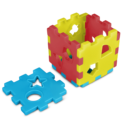 ТМ "Компания Друзей" Сортер КУБ, в сетке  желто-сине-красный, в сетке 10,5х10,5х10,5 см в Джамбо Тойз #7