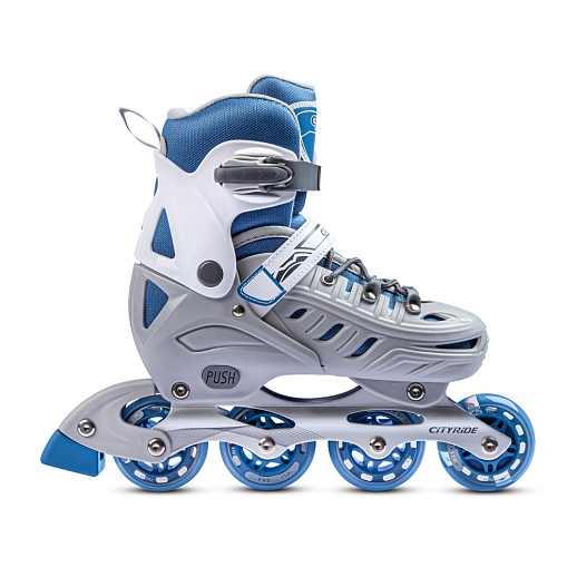 Ролики раздвижные CiTYRIDE, колеса PU, подшипники ABEC 7, алюминиевая рама, ботинок пластик, цвет Серый-синий в Джамбо Тойз #3