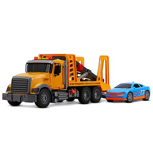 AUTODRIVE Фрикционный Автовоз с машинкой,помповый механизм,звук,свет,на бат.,в/к 41,5*14*21см в Джамбо Тойз #13