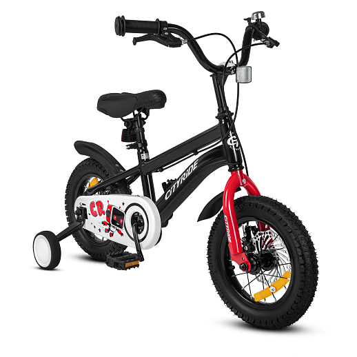 Велосипед двухколёсный CITYRIDE, модель CR-B2-07B, колеса 12", рама сталь, дисковые мех. тормоза, обода сталь, балансирные колёса, цвет черный в Джамбо Тойз