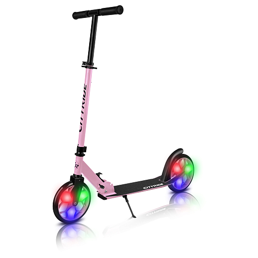 2хкол. самокат CITYRIDE 200, сталь 100%, грипсы 135мм TPR, колеса PU 200/200 мм. Сщ светом  Розовый в Джамбо Тойз #2