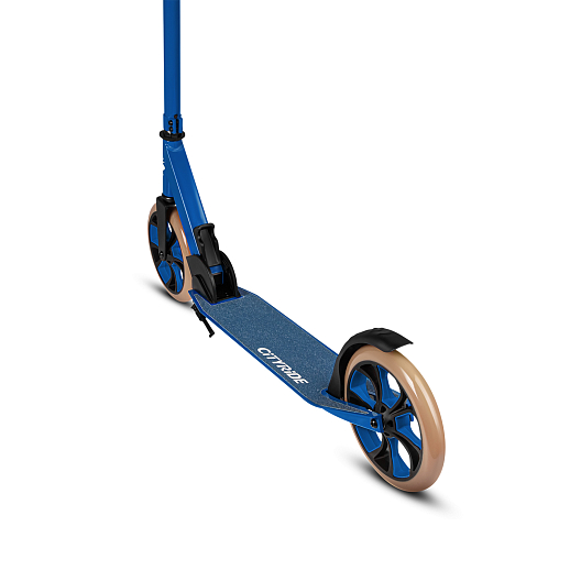 Двухколесный самокат CITYRIDE 200, ал. 50/50%, t-bar сталь, грипсы 135мм TPR, колеса PU 200/200, 86A, подножка, abec 9, голубой в Джамбо Тойз #7
