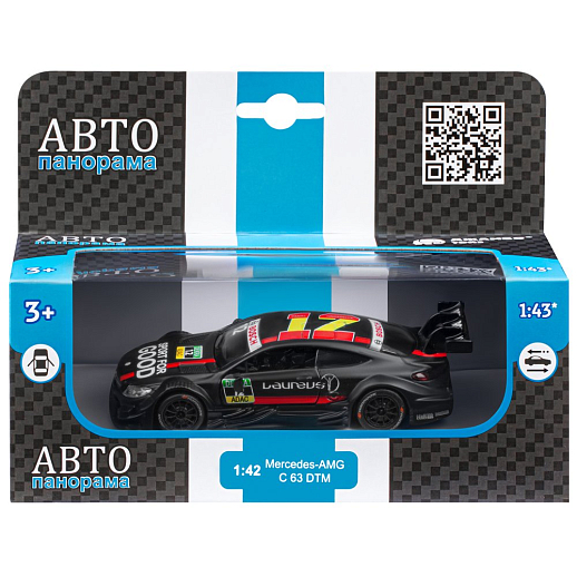 ТМ "Автопанорама" Машинка металлическая 1:42 Mercedes-AMG C 63 DTM, черный матовый, откр. двери, инерция, в/к 17,5*12,5*6,5 см в Джамбо Тойз #4