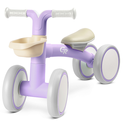 Беговел 4 колесный "CR" в/к. Алюминиевая рама, мягк. регул. сиденье, колеса 7" EVA, корзинка. Цвет фиолетовый в Джамбо Тойз #3