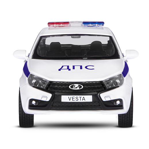 Машинка металлическая Автопанорама, инерционная, коллекционная модель LADA VESTA "Полиция" седан, масштаб 1:24, свет, звук, открываются 4 двери, капот, багажник, белый, в/к 24,5*12,5*10,5 см в Джамбо Тойз #10