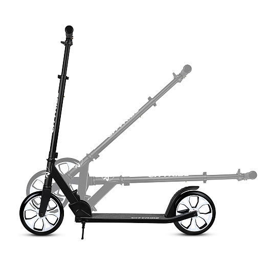 Двухколесный самокат CITYRIDE 200, ал. 50/50%, t-bar сталь, грипсы 135мм TPR, колеса PU 200/200, 86A, подножка, abec 9, черный в Джамбо Тойз #9