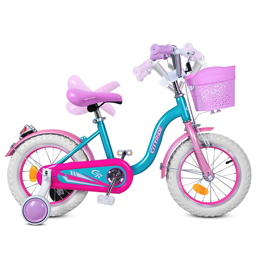 Велосипед двухколёсный CITYRIDE, модель CR-B2-09F7, рама сталь, колеса алюминий 14", пластиковая корзина, цвет голубой-розовый в Джамбо Тойз #3