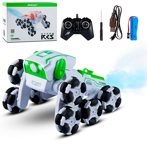 Р/у робопёс-перевертыш, функция пара, деморежим, аккум.в компл., цвет зеленый/белый, в/к 24,5*15*18,5см в Джамбо Тойз