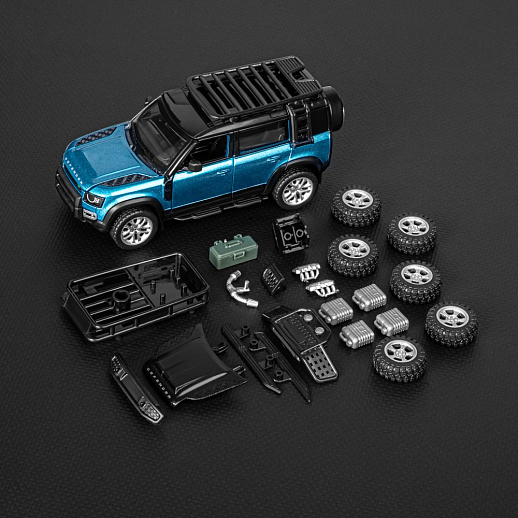 Машинка металлическая 1:43 2020 Land Rover Defender 110, синий, тюнинг, откр. двери, свободный ход колес, в/к 23,5*10*4 см в Джамбо Тойз #9