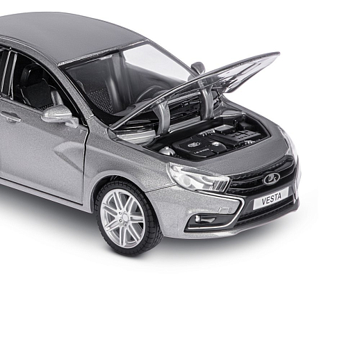 Машинка металлическая Автопанорама, инерционная, коллекционная модель LADA VESTA седан, масштаб 1:24, свет, звук, открываются 4 двери, капот, багажник, серый перламутр, в/к 24,5*12,5*10,5 смсм в Джамбо Тойз #17